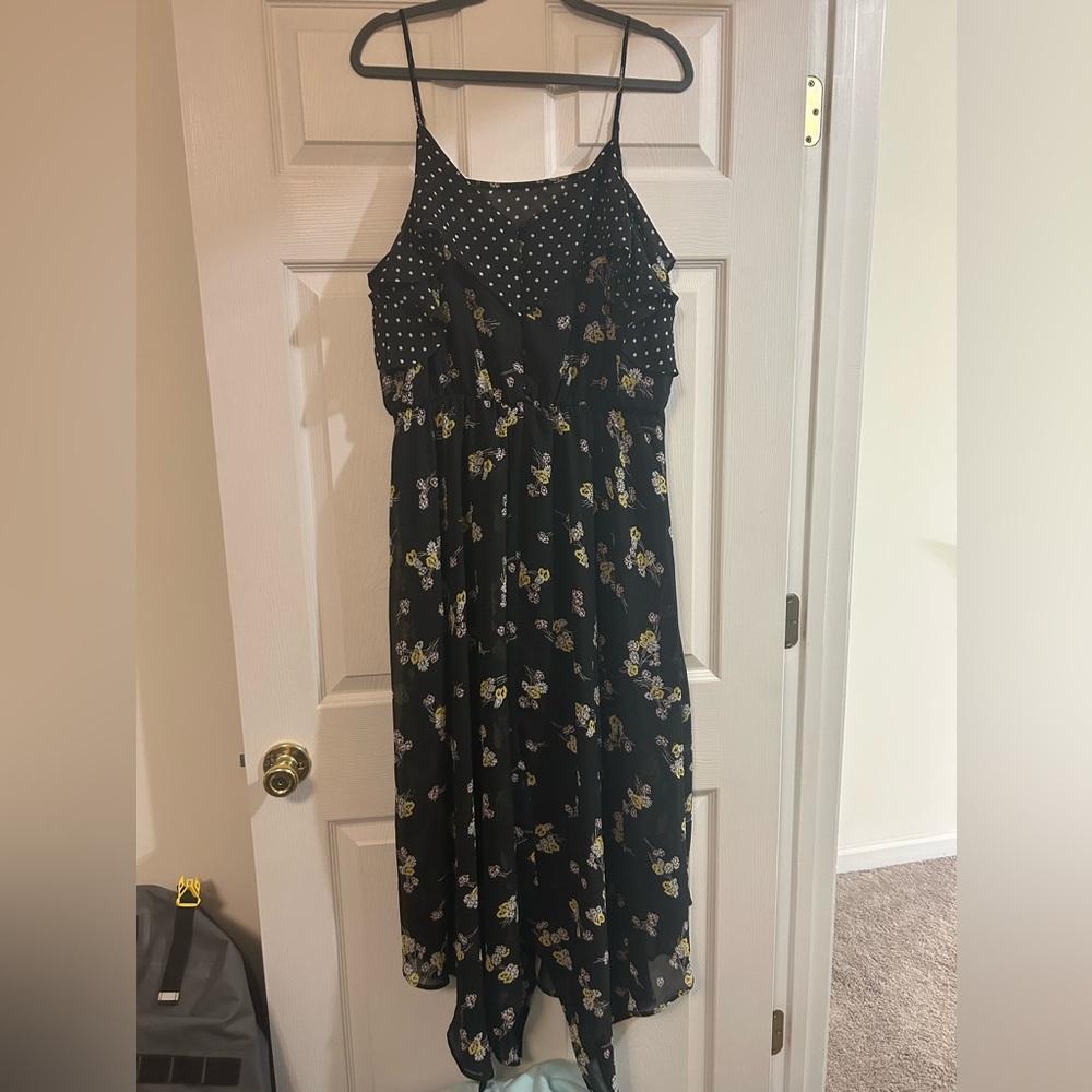 Maurices Black and Yellow Floral Maxi Dress